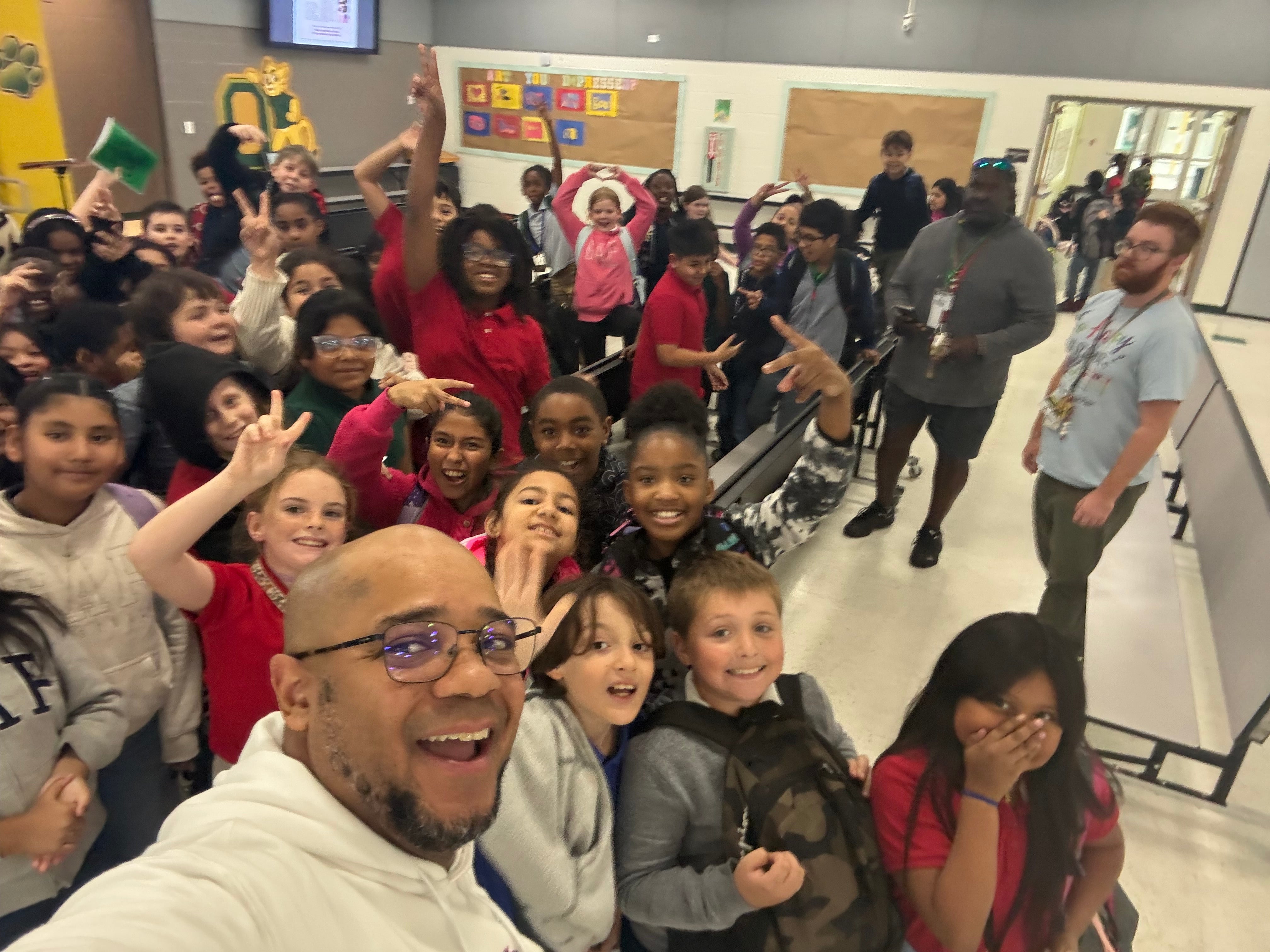 Mike Brown with students